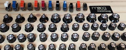 Moog-Rare switches badge, new Mini knobs